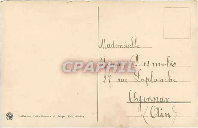 Genève. Pont du Mont-Blanc onder de maan — G. Janger, n° 2081 — Achterkant
