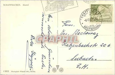 Munot — Castelo forte — Photoglob-Wehrli AG, Zürich, f 8013 — Verso