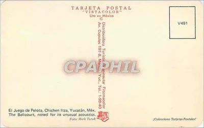 Chichén Itzá — Gra w piłkę — Karta pocztowa 'Vistacolor' nr V491 — Rewers