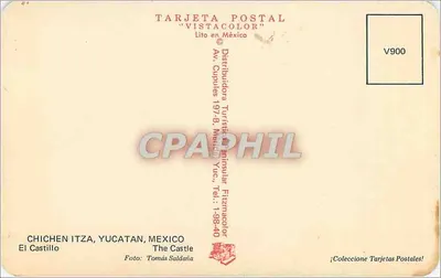 Chichén Itzá — El Castillo — Tarjeta Postal Vistacolor — Rewers