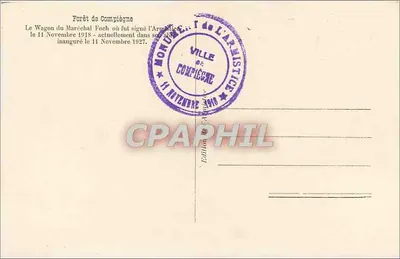 Wagon marszałka Foch — Las Compiègne — Wydanie Armistycyjne — Rewers