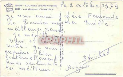 Lourdes — Widok ogólny - L'Apparition — Wyd. Gep Gérard Poubel, Lourdes — Rewers