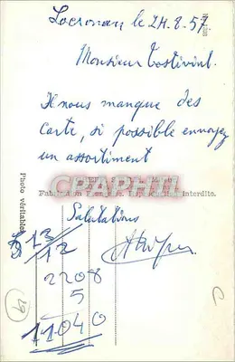 Pamiątki z Finistère — Douarnenez, Quimper, Concarneau, Audierne, Locronan, Benodet, Guimiliau, Pleyben, Saint-Thégonnec, Morlaix, Pointe du Raz, Ploùgastel, Brest — wydawca Groff — Rewers