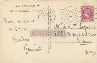 Il Pantheon — Parigi — Edizioni d'Arte C.I.Y. — Verso