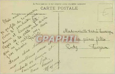 Katedra w Rodez (Aveyron) — widok fasady i wieży — Wyd. Carrère, Rodez, nr 14 — Rewers