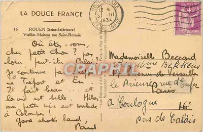 Stare domy ulicy Saint-Romain — Rouen (Seine-Inférieure) — Wydawnictwo Sztuki Yves, Paryż — Rewers