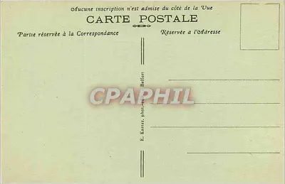 Belfort (Haut-Rhin) — La Tour de la Miotte — E. Karrer, phot.-éditeur — Verso