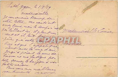 Bilhete postal antigo Chatel Guyon Les Grands Thermes e o Casino — Verso