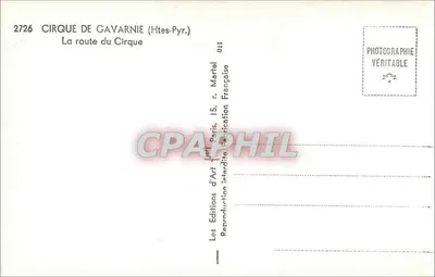 Cirque de Gavarnie — A estrada do Cirque — Les Éditions d'Art Martel — Verso