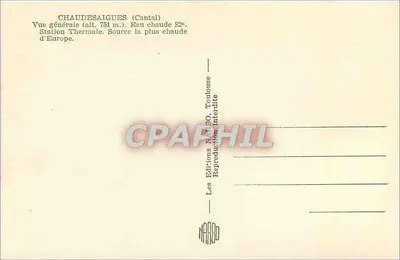 Chaudesaigues (Cantal) — Ogólny widok (wys. 751 m.) — Wydawnictwo NARBO — Rewers