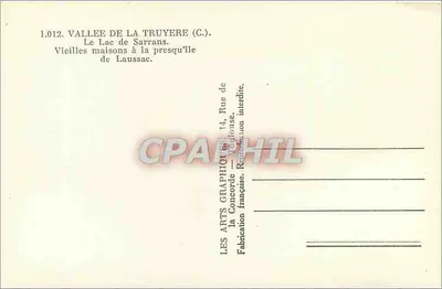Velhas casas na presqu'île de Laussac — Vale da Truyère (C.) — Les Arts Graphiques, Rue de la Concorde, Toulouse — Verso