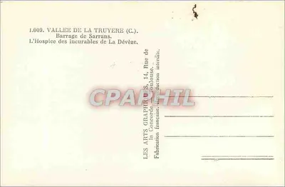 Valle della Truyère — Digetto di Sarrans e l'Ospedale dei Non Curanti di La Dévéze — Les Arts Graphiques, La Concorde, Toulouse — Verso