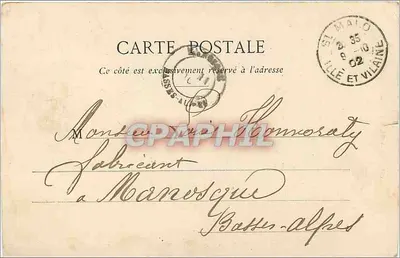 Monte Saint-Michel — vista del monte y del puerto — editor A. Warou, n. 781 — Reverso