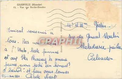 Granville (Manche) — Widok na Roche-Gautier — Wydawca Emma Bernard, nr 45 — Rewers