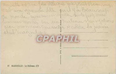 Marinheiros e castelo de If — Marselha — editor C.A.P. n°37 — Verso