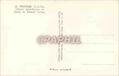 Pontoise (S.-et-O.) — La Iglesia de San Maclou y Estatua del General Leclerc — Ediciones de Arte « G. LYNÁ » — Reverso