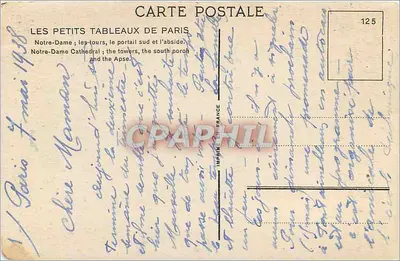 Notre-Dame w Paryżu — ogólny widok — Les Petits Tableaux de Paris, n°125 — Rewers