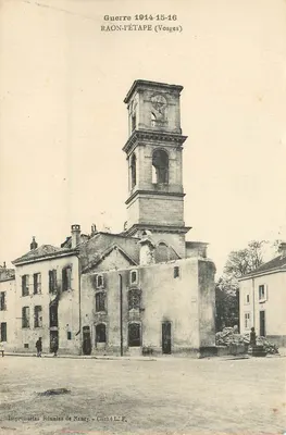 Raon-l'Étape (Vosges) — igreja e edifícios destruídos — Imprimeries Réunies de Nancy, n° 1239