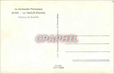 Falésias de Gréville — La Hague (Manche) — Edit. Normandies, Laubey — Verso