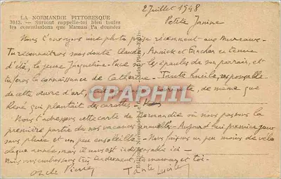 Dois crianças em trajes normandos — A Normandia pitoresca — Edições Le Gamin, n° 3043 — Verso