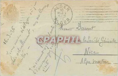 Alger — Place do Governo e a Mesquita — 197 — Editor: L'Algerie Jourdan — Verso
