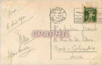 Ginebra - Muelle y ciudad — AU GRAND BASSAGE — Sociedad Grattane Neuchâtel n°2703 — Reverso