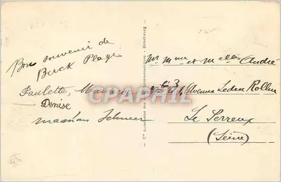 Banho dos Crianças — Berck-Plage — editor A. P. 3101 — Verso