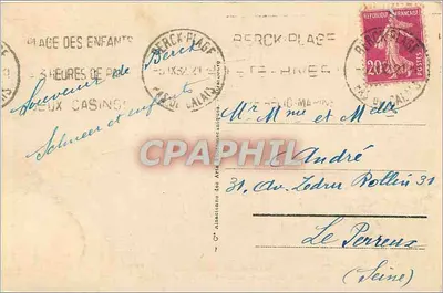 Berck-Plage — O Casino e a Praia — Editor A. D. (nº 146) — Verso