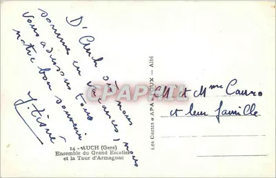 Auch (Gers) — Conjunto do Grande Escalier e a Torre d'Armagnac — As Cartas « APA » — n°14 — Verso
