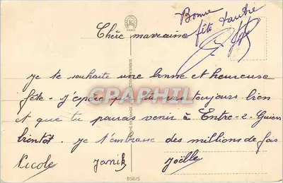 Arranjo de flores e envelope — Boa Festa — Editor: Éd. de France, n° 856/5 — Verso
