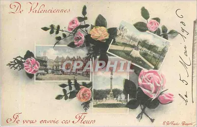 Valenciennes — Rosas e vista da cidade — E.B. Paris Déposé