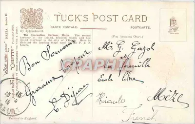 Malta, Port Karnawalowy — Walecie — Tuck's Post Card, seria II — Rewers