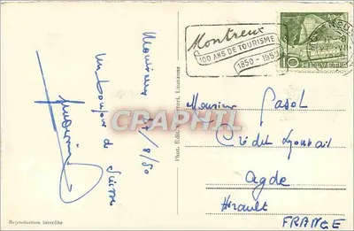 Montreux — Pałac Sportów i Dents du Midi — Wydawca: Fot. Edit. Cattori, Lausanne, nr 967 — Rewers