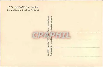 Besançon (Doubs) — A Vale do Doubs em Avanne — Les Éditions d'Art 'Yvon', Paris — Verso