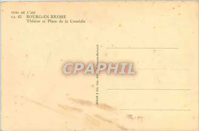 Bourg-en-Bresse — Teatro e Praça da Comédia — Braun & Cie, imp. Editor — Verso