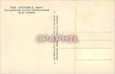 Grenoble (Isère) — Vista geral no fundo Champrouse e o Taillefer — Edições de Arte 'W.G.H.R.', Paris — Verso