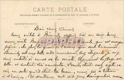 Biarritz Pittoresque — Piazza, Palácio e Casino em 1905 — Edição A. Simons N° 24 — Verso