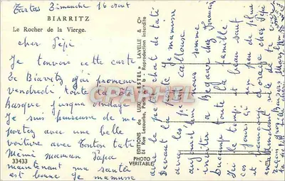 बियारिट्ज़ में विरजिन के रॉक - एडिटर एटेल, संख्या 33433 — पीछे