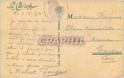 CANNES — Le Suquet. — Monument aos Mortos 1914-1918 — Fotocromia A.D.I.A. Nice — Verso
