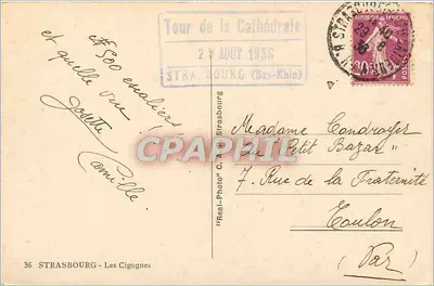 Strasbourg - Wieża Katedry — wydawca C.A.A. nr 36 — Rewers
