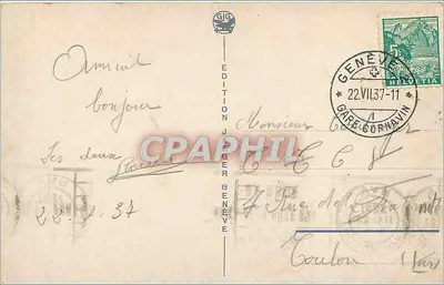 Genebra — Pont du Mont Blanc — Edição Jüger — Verso