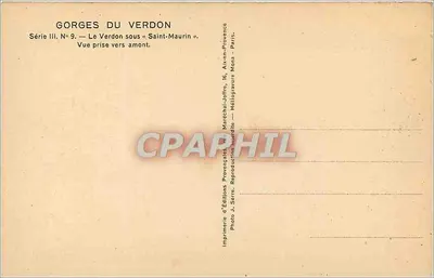 Góry Verdon — Widok z górnego biegu — Éditions Provercales, seria III, nr 9 — Rewers