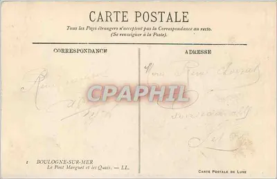 Boulogne-sur-Mer — Il Ponte Marguét e i Moli — Cartolina Postale di Lusso — Verso