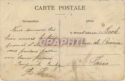 Boulogne-s-Mer — Mujer pescadora de gambas y barcos de pesca — Stegenard, editor, Bonnigues-sur-Mer — Reverso