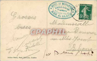 Chamonix — Morze lodowe i Hotel Montenvers (wys. 1921 m) — Simond & Payet, Genewa — Rewers