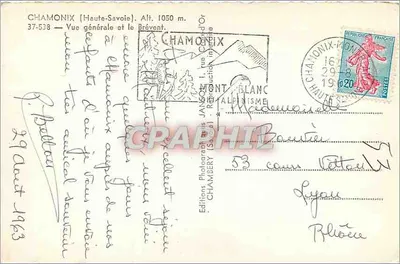 Chamonix — Ogólny widok i Brévent — Wydawnictwo Janon — Rewers