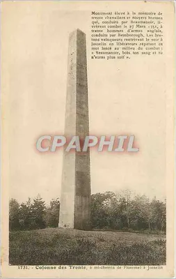 Coluna dos Trinta, a meio caminho entre Ploermel e Josselin — Monumento erguido em memória de trinta cavaleiros e escudeiros bretones — Laurent-Der-Hennes