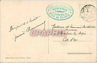 Przejście przez szczelinę na Morzu Lodowym — Chamonix — J.J. 2889 — Rewers
