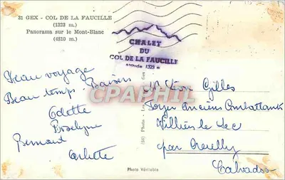 Przełęcz Faucille — panorama na Mont-Blanc — Chalet Przełęcz Faucille — Rewers