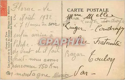 Uitzicht op het cañon van de Gardon — Florac — uitgever Roge — Achterkant